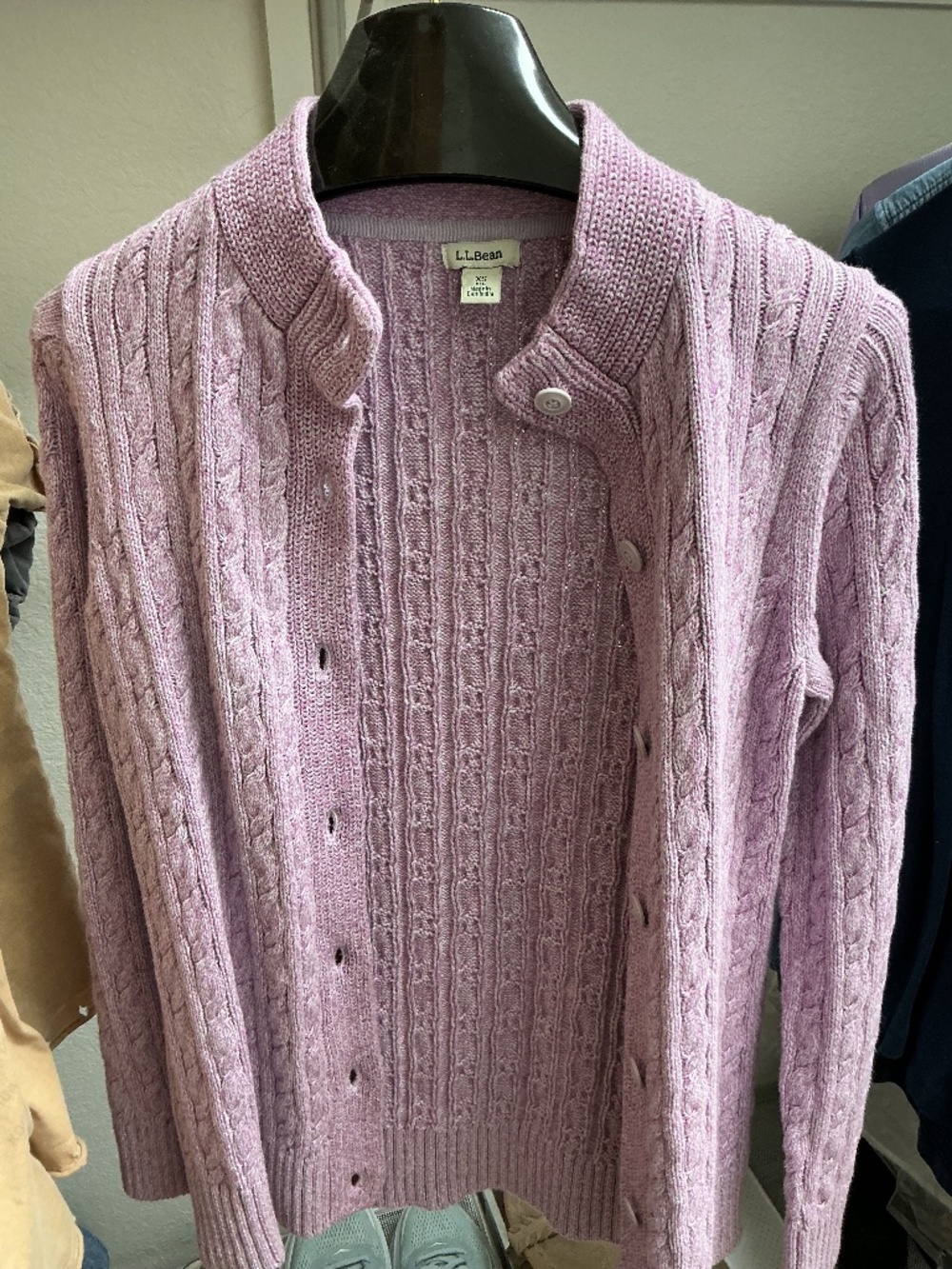 LL Bean Double L Button Front Cardigan in Lilac Mist XS
